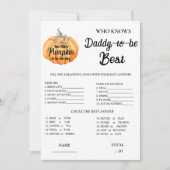 パパ赤ちゃんシャワーゲームを知っているカボチャ 招待状 (正面)