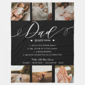 パパ辞書の定義フォトコラージュブラック フリースブランケット (正面)