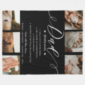 パパ辞書の定義フォトコラージュブラック フリースブランケット (正面(横))