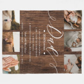 パパ辞書定義フォトコラージュウードグレイン フリースブランケット (正面(横))