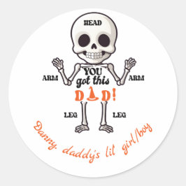 パパ頑張って！かわいい10月ニューボーン骸骨 ラウンドシール