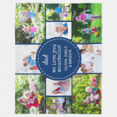 パパ12 Photo Collage We Love You カスタム Blue フリースブランケット (正面)