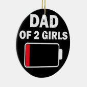 パパ2人の女の子の低バッテリギフト用父の セラミックオーナメント (右)