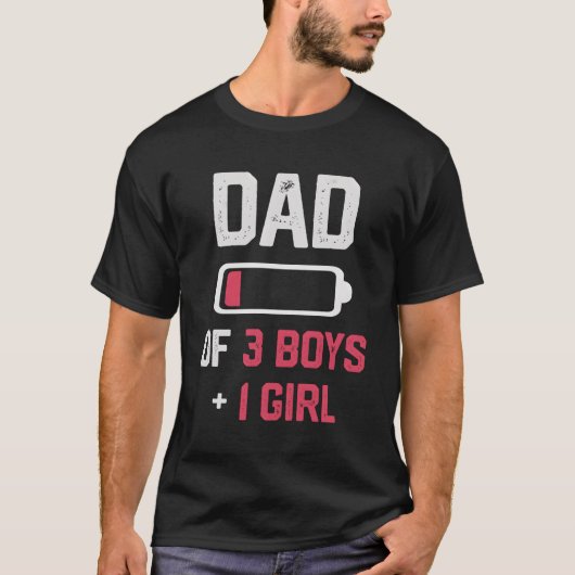 パパ3と1のバッテリ低下の父の日 Tシャツ (正面)