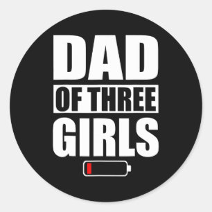 パパ3女3女の子の父の日 ラウンドシール