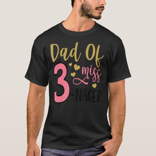 パパ3歳の誕生日プリンセス Tシャツ (正面)