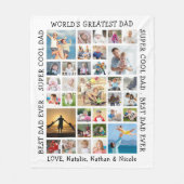 パパ33フォトコラージュカスタムことわざパーソナライズされた フリースブランケット (正面)