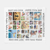 パパ33フォトコラージュカスタムことわざパーソナライズされた フリースブランケット (正面(横))