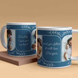 パパ3 Vertical Photo Loving Words パーソナライズされた ジャンボコーヒーマグカップ