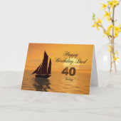 パパ40thサンセットヨット誕生日カード カード (黄色い花)