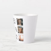パパ6フォトコラージュエレガントかわいい父の日 カフェラテマグ (正面)