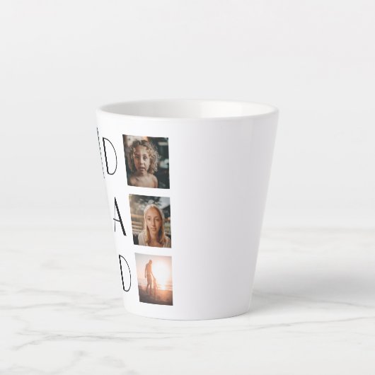 パパ6フォトコラージュエレガントかわいい父の日 カフェラテマグ (正面)