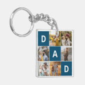 パパ7複数フォトグリッド、記念品ギフト キーホルダー (正面左)