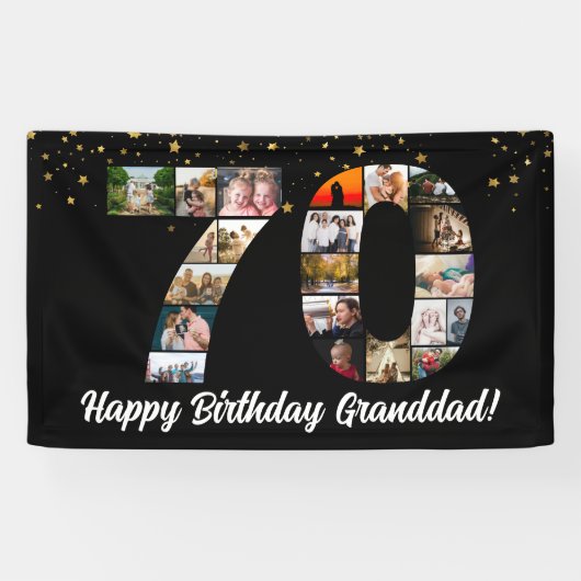 パパ70歳の誕生日フォトコラージュfor mom 横断幕 (横)