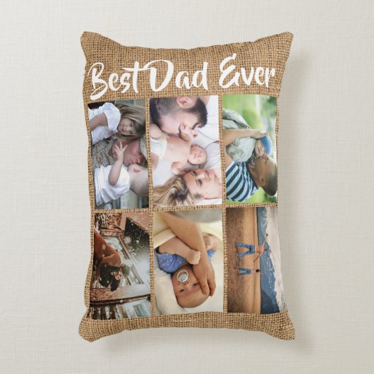 パパ8フォトコラージュブルラップヘスの田舎者 アクセントクッション (正面(垂直))