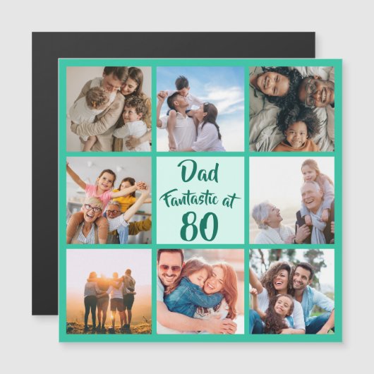 パパ80誕生日フォト磁気カードで幻想的 (正面/裏面)