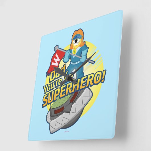 パパ、あなたは私のスーパーヒーロー スクエア壁時計 (傾斜)