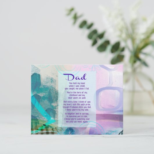 パパ,あなたは私の横に立った – 悔やみや弔慰 ポストカード (スタンド正面)