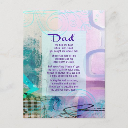 パパ,あなたは私の横に立った – 悔やみや弔慰 ポストカード (正面)