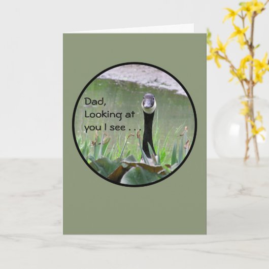 パパ、あなたを見る私はカメラを見て/ガチョウ カード (黄色い花)