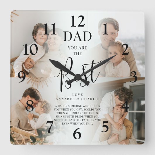 「パパ」お前は名最高の前&引用文キープサケ スクエア壁時計 (正面)