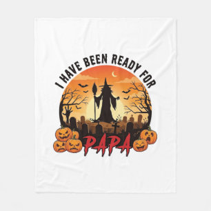 パパ、お化け屋敷の魔女のかぼちゃの準備はできてるよ ハロウィン フリースブランケット