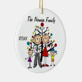 パパ、お母さん、男の子、女の子のカスタムな休日のオーナメント セラミックオーナメント (右)