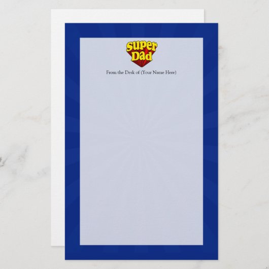 パパ、すごいスーパーヒーローの赤/黄/青の父の日 便箋 (正面/裏面)
