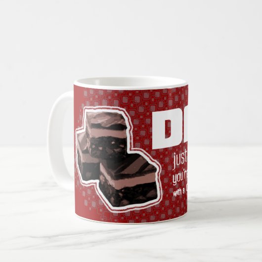 パパ"ちょうどファッジのように"おもしろいダークレッドのマグカップ コーヒーマグカップ (正面左)