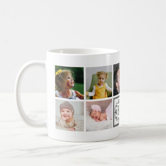パパ·エヴァ·ファザーズ·デイ·フォト·コラージュ·モノグラム コーヒーマグカップ (左)