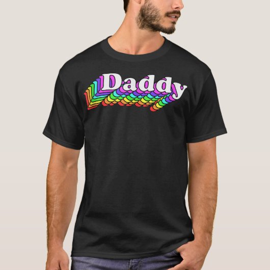 パパ、ゲイダディーベア、レトロLgbt Rainbow、Lgbtq P Tシャツ (正面)