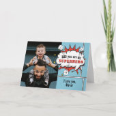 パパ スーパーヒーロー コミック スピーチ バブル フォト カード (正面)