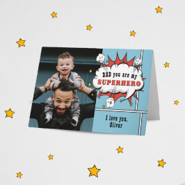 パパ スーパーヒーロー コミック スピーチ バブル フォト カード