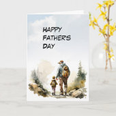 パパ&チャイルドバックパッカーズファーザーズデイ カード (黄色い花)