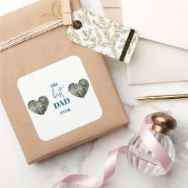 パパ&チャイルドフォト – ハートフレーム最高のパパEver スクエアシール