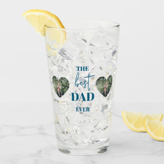 パパ&チャイルドフォト – ハートフレーム最高のパパEver タンブラーグラス (アイス正面)