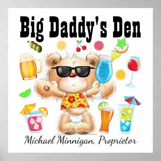 パパ/バー/マンケーブカクテルポスター ポスター (正面)