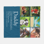 パパ，パパ，父の定義6写真おもしろい青 フリースブランケット (正面(横))