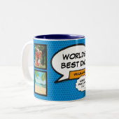 パパ,パパ,父4写真おもしろい漫画ブックブルー ツートーンマグカップ (正面左)