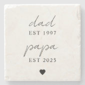 パパ&パパESTギフトパーソナライズされたー ストーンコースター (正面)