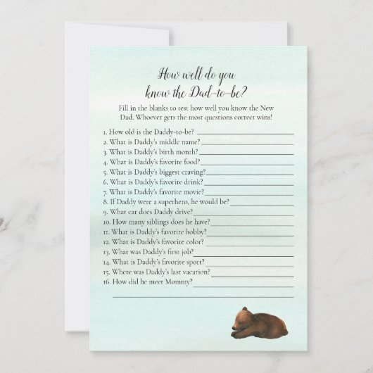 パパ・ベアーゲームを知最高のる森の冒険 招待状 (正面)