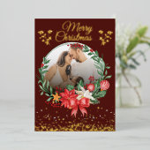 パパ、ママへ クリスマスおめでとう ゴールド 箔シーズンカード (立ち正面)