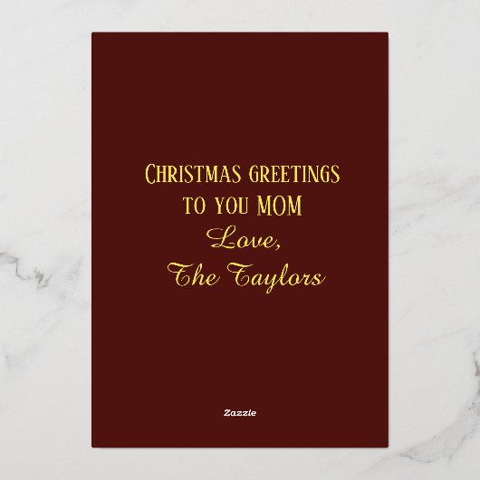 パパ、ママへ クリスマスおめでとう ゴールド 箔シーズンカード (裏面)