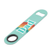 パパ、レトロティール(緑がかった色)ブルーとストライプ父の日 スピード栓抜き (正面アングル)