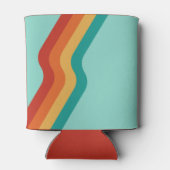 パパ、レトロティール（緑がかった色）ブルーとストライプ父の日 缶クーラー (裏面)