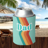 パパ、レトロティール（緑がかった色）ブルーとストライプ父の日 缶クーラー