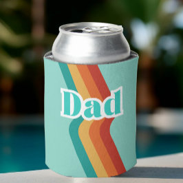 パパ、レトロティール（緑がかった色）ブルーとストライプ父の日 缶クーラー