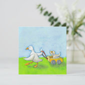 パパ-ワゴンかわいいおもしろいの芸術の父のお父さんのアヒルのベビー 招待状 (スタンド正面)