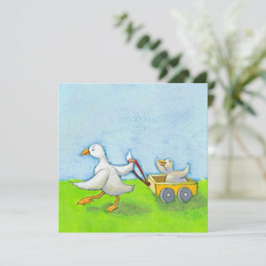 パパ-ワゴンかわいいおもしろいの芸術の父のお父さんのアヒルのベビー 招待状 (スタンド正面)