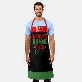 パパ – 世界のピザシェフ最高の – 赤い黒の緑 エプロン (着用した状態)